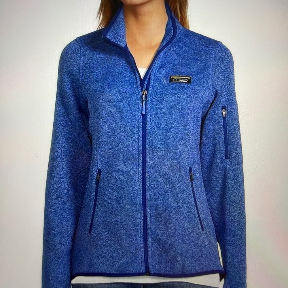 L.L. Bean Women's Heathered Blue Full-Zip Utility Jacket Sz1X
